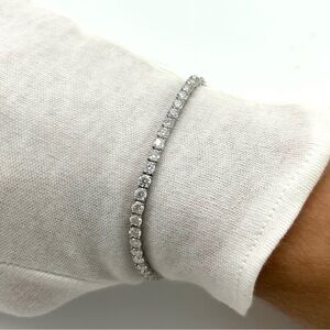 925 Silver, 14.40CTW Moissanite Tennis Bracelet